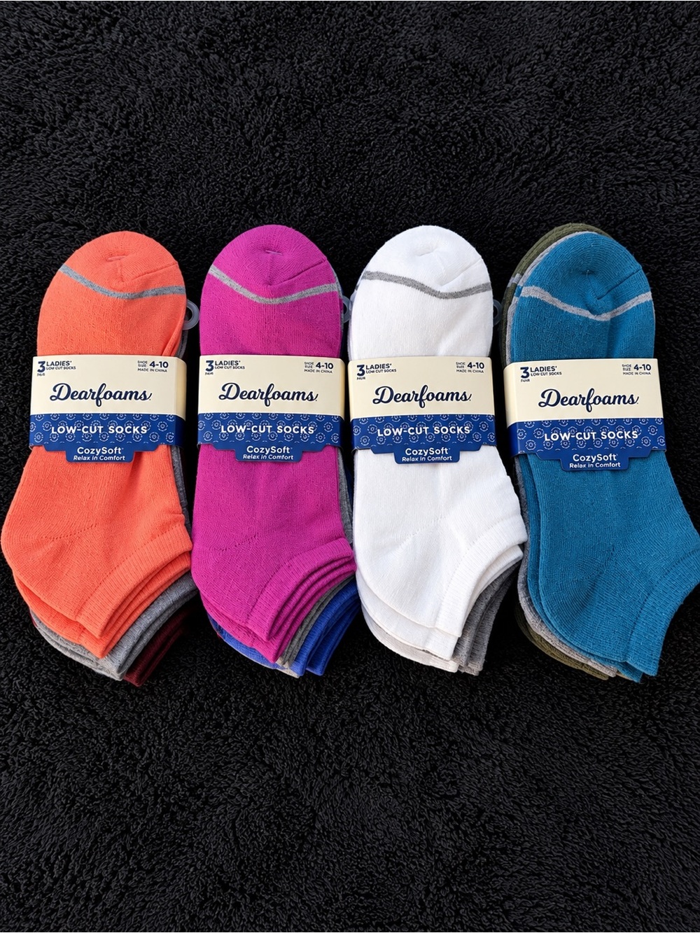 dearfoams Low-Cut CozySoft Socks - multi color NWT 12 pair total